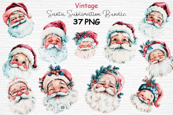 Download Vintage Santa Sublimation Bundle PNG - Png Collection