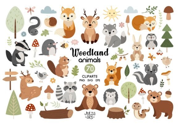 Download Woodland Animals Clipart, Forest SVG PNG - Png Collection