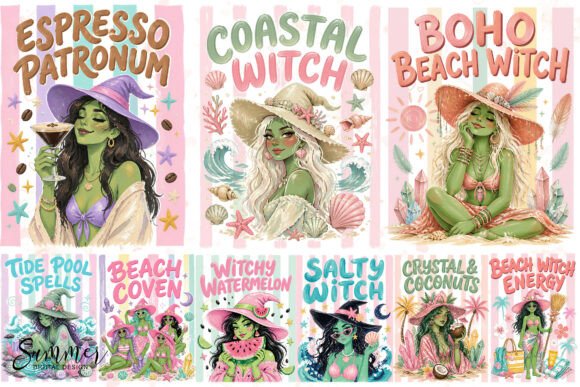 Download Coastal Witch Striped Summerween PNG - Png Collection