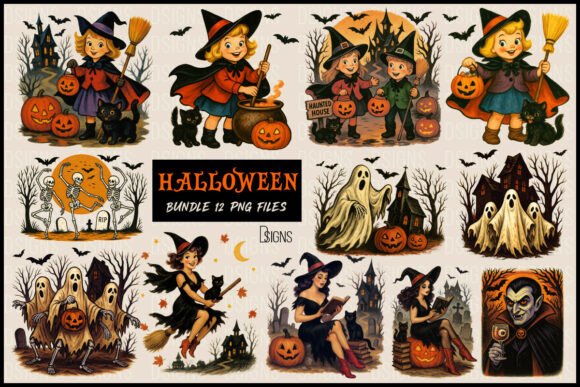 Download Vintage Halloween Clipart Png Bundle - Png Collection