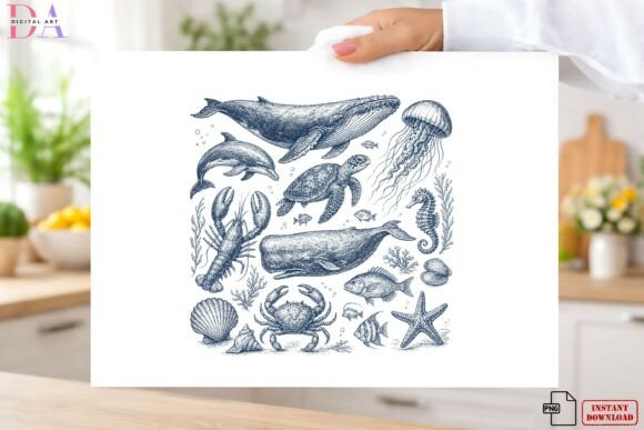 Download Vintage Ocean Animals PNG, Marine Life - Png Collection