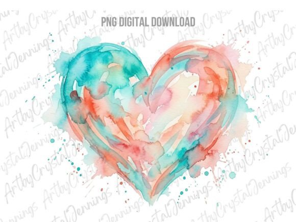 Download Boho Watercolor Alcohol Ink Heart PNG - Png Collection
