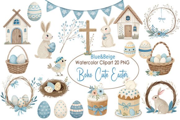 Download Cute Easter Clipart Boho Watercolor Png - Png Collection