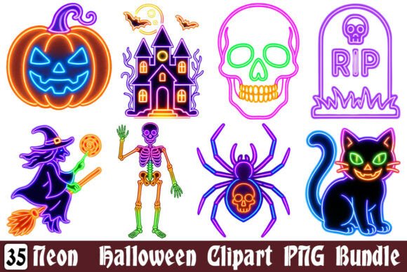Download Neon Halloween Clipart PNG Bundle - Png Collection