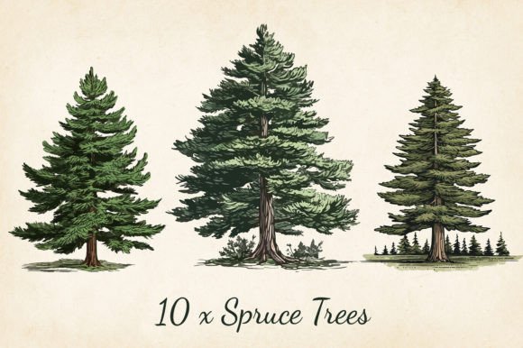 Download Vintage Pine Trees, SVG, PNG, EPS - Png Collection