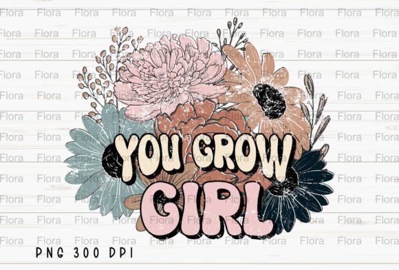Download You Grow Girl Floral Retro Hippie PNG - Png Collection