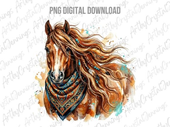 Download Watercolor Boho Western Horse PNG - Png Collection