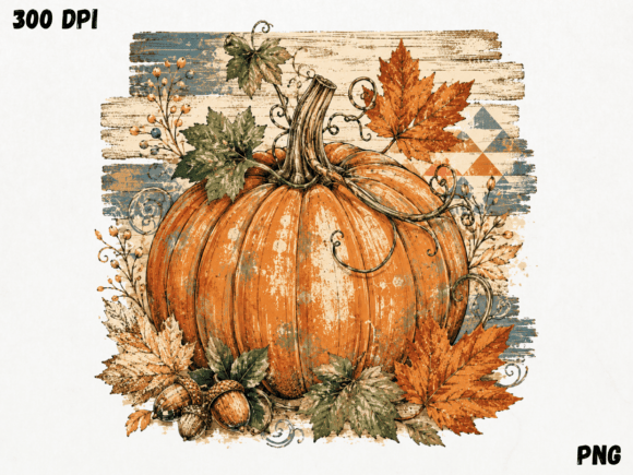 Download Vintage Rustic Pumpkin Watercolor PNG, a - Png Collection