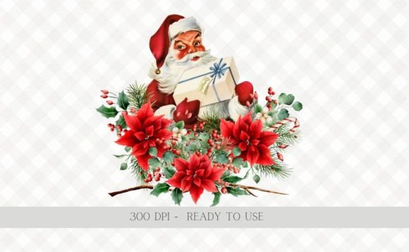 Download Christmas Vintage Santa Wreath PNG - Png Collection